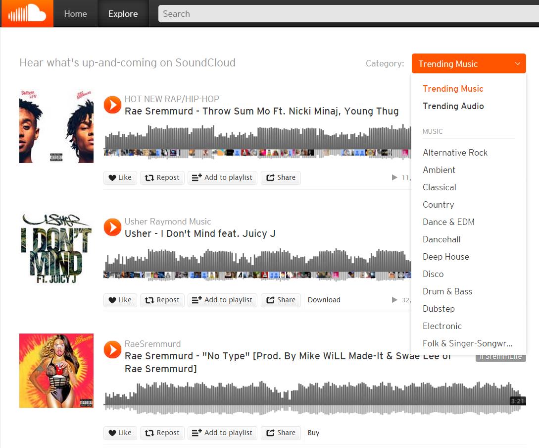 Soundcloud Musikstreaming Screenshot