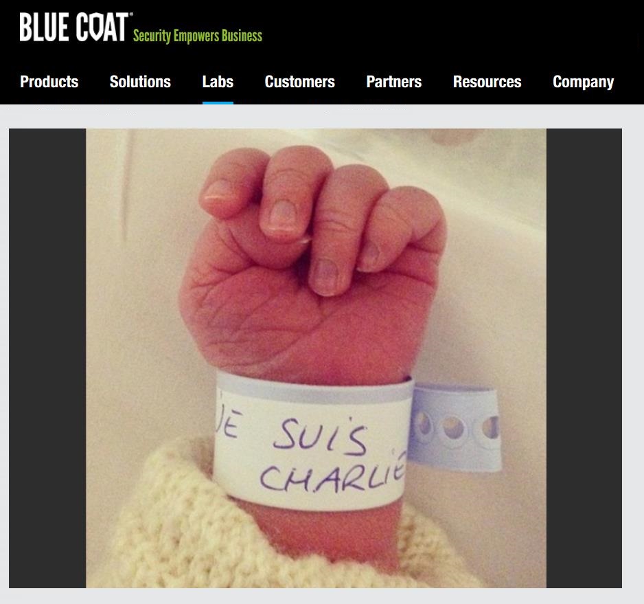 Screenshot Bluecoat.com 20.01.2015 Je suis Charlie Trojaner