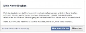 Screenshot Facebook Profil löschen