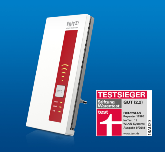 Testseiger - AVM - AVM Repeater - AVM Fritz - WLAN Repeater 1750E - Note „gut“. Foto: AVM