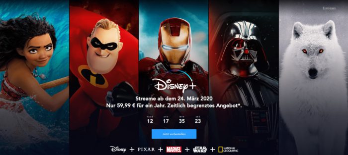 Zu sehen ist ein Screenshot der Disney-Plus-Seite zum Disney Plus Deutschland Start. Bild: Disney+