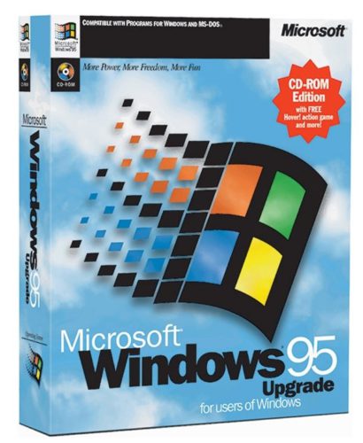Abbildung der Verkaufspackung von Windows 95. Bild: © Microsoft