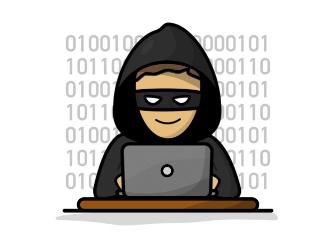 nternet der Dinge: Comic-Hacker vor dem PC. Bild: Pixabay