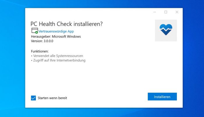 Windows-11-Release: Screenshot der App PC Health Check. Bild: Screenshot PC-SPEZIALIST