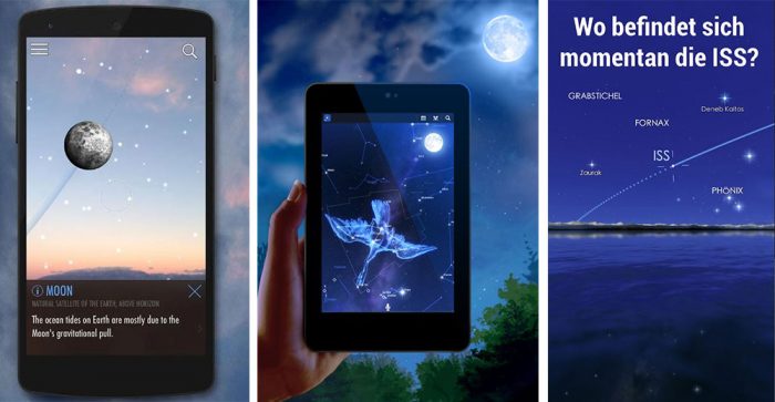 Sternbilder erkennen: Screenshots der drei vorgestellten Apps. Bild: Screenshots Google/Montage PC-SPEZIALIST