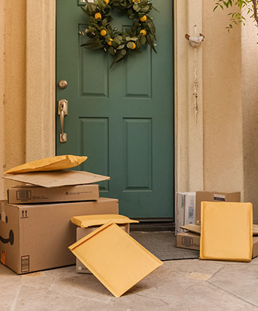 Amazon Marketplace: Viele Pakete vor einer Haustür. Bild: Pexels/Kindel Media