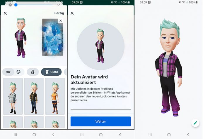 WhatsApp-Avatar: Screenshots und Montage drei verschiedener Bildschirmfotos. Bild/Montage: ©PC-SPEZIALISTBild/Montage: PC-SPEZIALIST