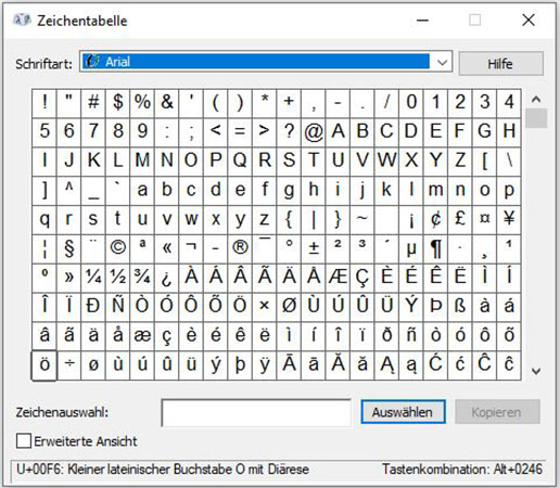 Tastatur-Sonderzeichen