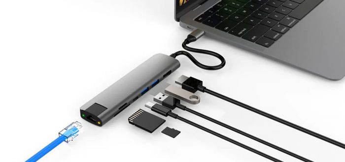 USB-C-Hub HyperDrive Slab 7-in-1 :– Sieben Anschlüsse in einem Gerät. Bild: ©Targus