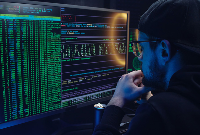 Trigona: Hacker vor Computerbildschirm. Bild: Pexels/@mikhail-nilov