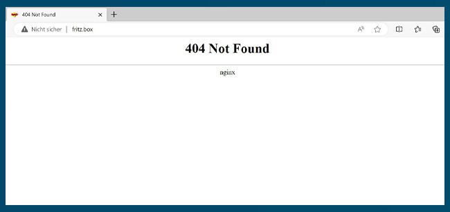 404-Seite der FRITZ!Box-URL. Bild: Screenshot PC-SPEZIALIST
