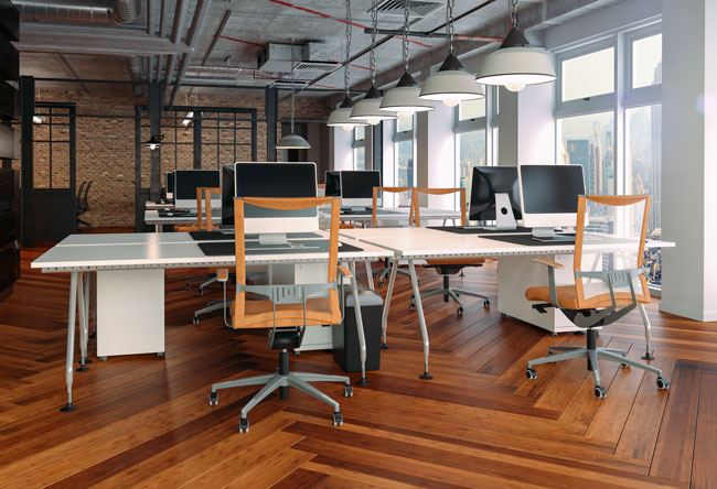 Clean Desk Policy | moderne Büroeinrichtung. Bild: stock.adobe.com/DigitalGenetics https://stock.adobe.com/de/images/3d-render-of-modern-office-interior/265622245