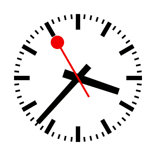 GIF selber machen: Klassische Bahnhofsuhr mit sich bewegendem Sekundenzeiger als klassische GIF. Bild: Wikipedia/Uhrendesign Hans Hilfiker, Animation Hk kng